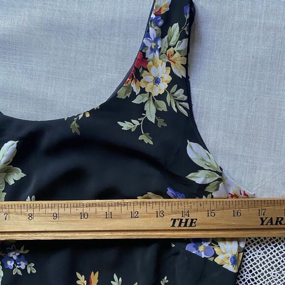 Vtg R&K ORIGINALS Dress Sleeveless Floral Whimsygoth Fairy Women 10 Petite Black - Picture 6 of 7